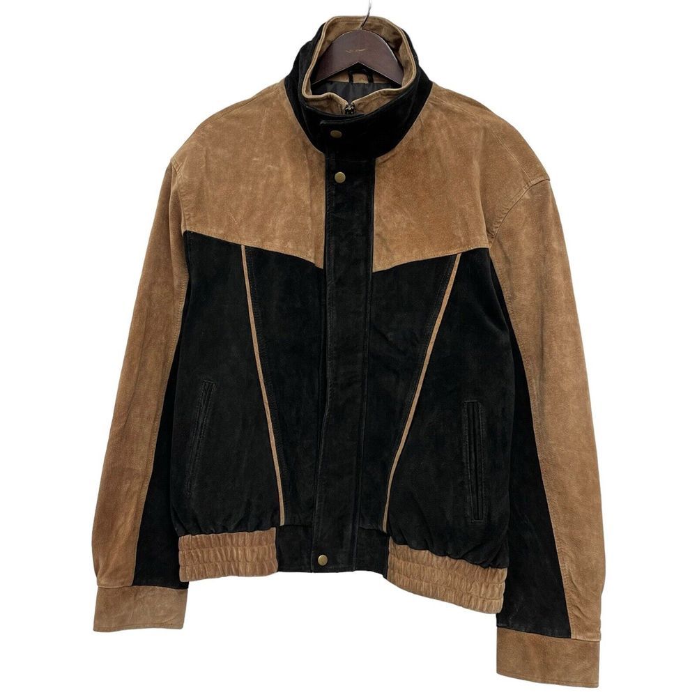 Scully Vtg NEW Mens L Full Zip/Snap Trail Rider Jacket Black/Brown Suede Leather